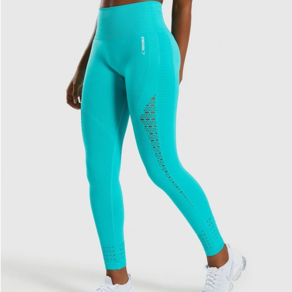 GYMSHARK teal energy seamless leggings
